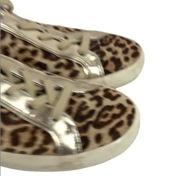 Sam Edelman Leather Leopard Gold Sneakers - Picture 7 of 11